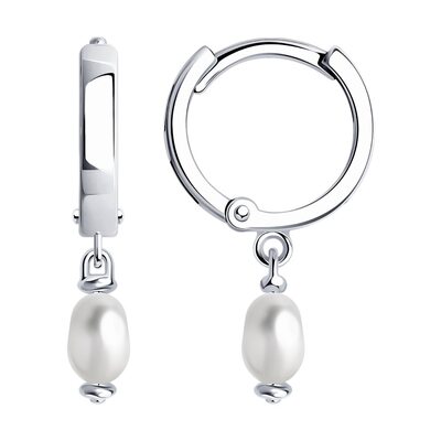 Серьги с жемчугом "Барокко" из серебра 925 пробы