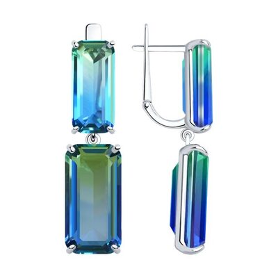 Серьги с ситаллом из серебра 925 пробы