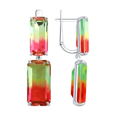 Серьги с ситаллом из серебра 925 пробы