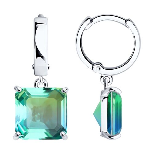 Серьги с ситаллом из серебра 925 пробы