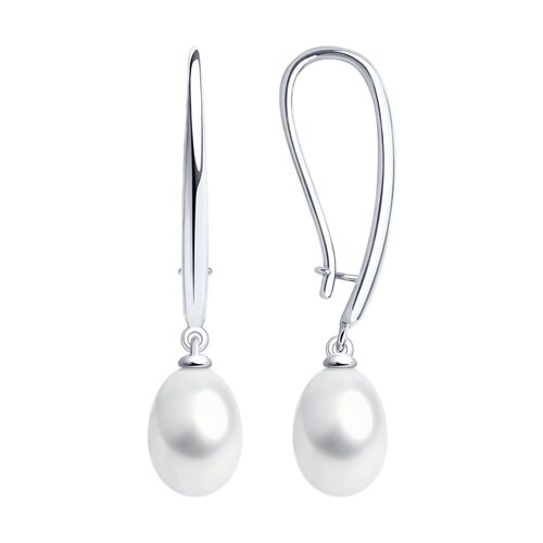 Серьги с жемчугом из серебра 925 пробы
