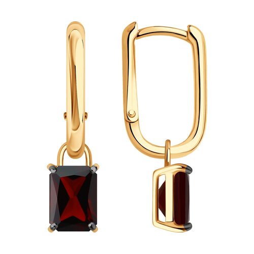 Серьги с гранатами из серебра 925 пробы с позолотой арт. 92023256