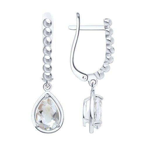 Серьги с горным хрусталем из серебра 925 пробы
