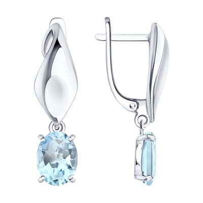Серьги с топазами из серебра 925 пробы