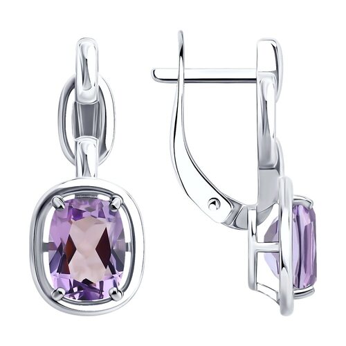 Серьги с аметистами из серебра 925 пробы
