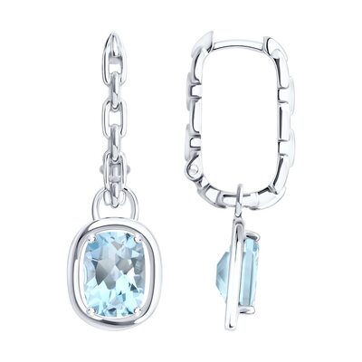 Серьги с топазами из серебра 925 пробы