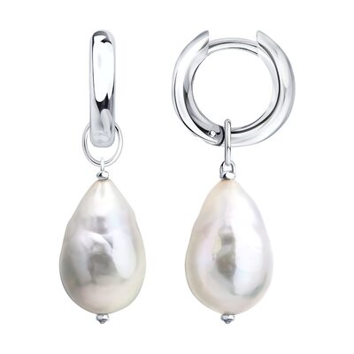 Серьги с барочным жемчугом из серебра 925 пробы