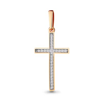 Декоративный крест с бриллиантами из золота 585 пробы