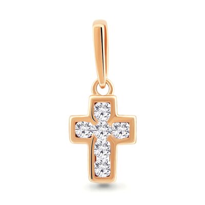 Декоративный крест с бриллиантами из золота 585 пробы