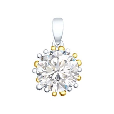 Подвеска с горным хрусталем из серебра 925 пробы с позолотой