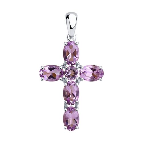 Декоративный крест с аметистами из серебра 925 пробы