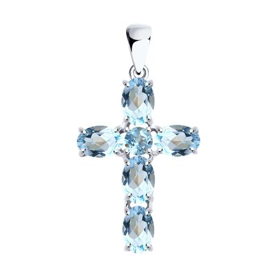 Декоративный крест с топазами из серебра 925 пробы