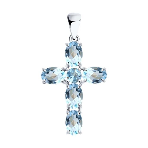 Декоративный крест с топазами из серебра 925 пробы арт. 92030745
