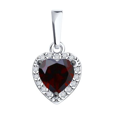 Подвеска с гранатом и фианитами из серебра 959 пробы