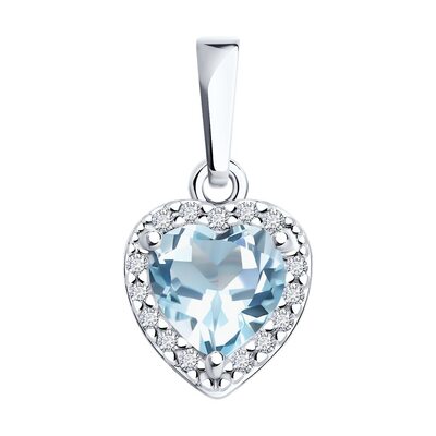 Подвеска с топазом и фианитами из серебра 925 пробы