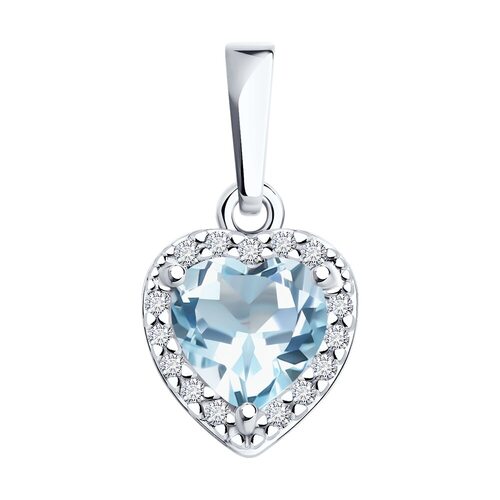 Подвеска с топазом и фианитами из серебра 925 пробы