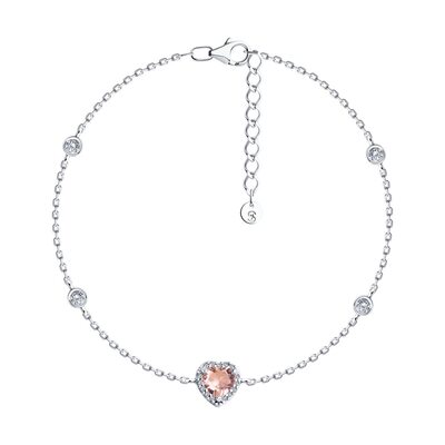 Браслет с ситаллом и фианитами из серебра 925 пробы