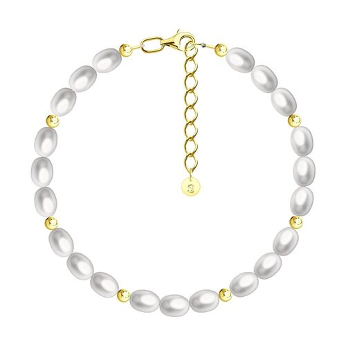 Браслет с жемчугом из серебра 925 пробы с позолотой