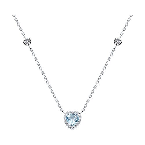 Колье с топазом и фианитами из серебра 925 пробы