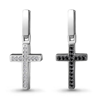 Декоративный крест с бриллиантами из белого золота 585 пробы