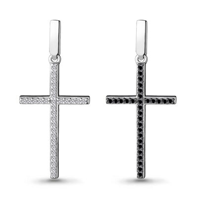 Декоративный крест с бриллиантами из белого золота 585 пробы 