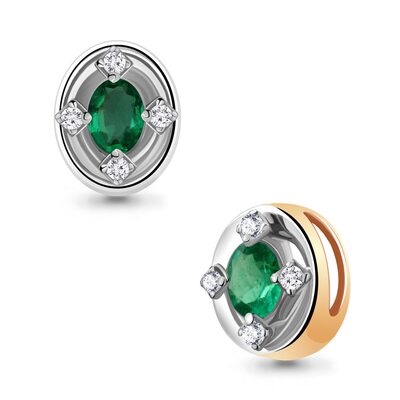 Подвеска с бриллиантами и изумрудом из золота 585 пробы