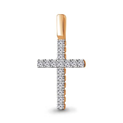 Декоративный крест с бриллиантами из золота 585 пробы