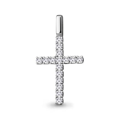 Декоративный крест с бриллиантами из белого золота 585 пробы