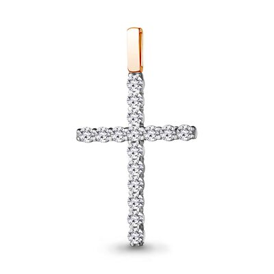 Декоративный крест с бриллиантами из золота 585 пробы