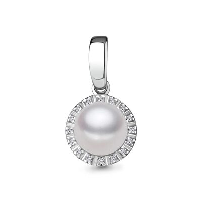 Подвеска с бриллиантами и жемчугом из белого золота 585 пробы