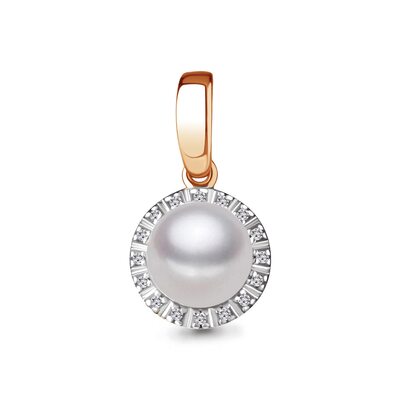 Подвеска с бриллиантами и жемчугом из золота 585 пробы