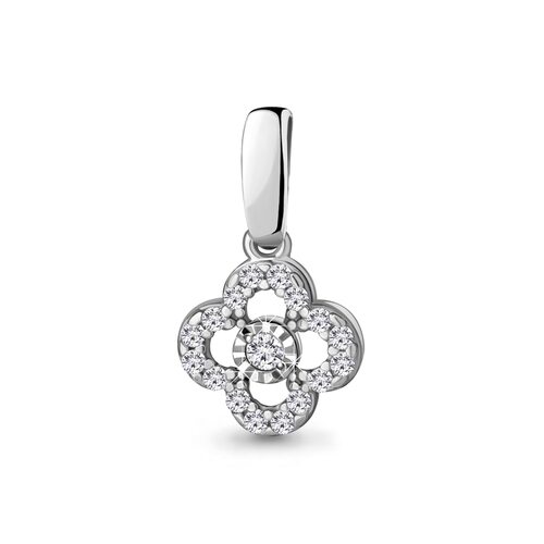 Подвеска "Клевер" с бриллиантами из белого золота 585 пробы