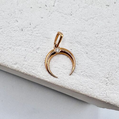 Подвеска "Луна" с бриллиантом из золота 585 пробы 