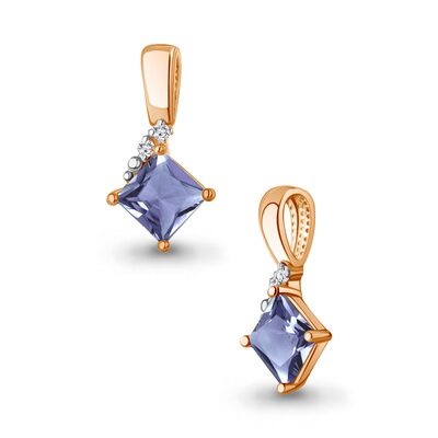 Подвеска с танзанитом и бриллиантами из золота 585 пробы
