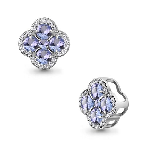 Подвеска "Клевер" с танзанитами и бриллиантами из белого золота 585 пробы