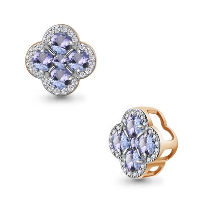 Подвеска "Клевер" с танзанитами и бриллиантами из золота 585 пробы