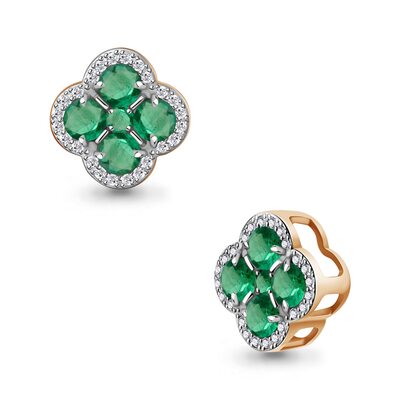 Подвеска "Клевер" с изумрудами и бриллиантами из золота 585 пробы