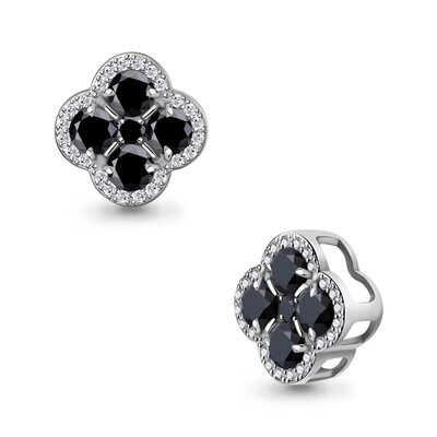 Подвеска "Клевер" с бриллиантами из белого золота 585 пробы