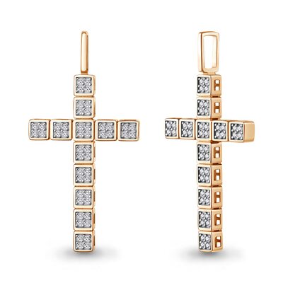 Декоративный крест с бриллиантами из золота 585 пробы