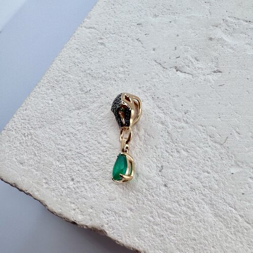 Подвеска "Пантера" с бриллиантами и агатами из золота 585 пробы