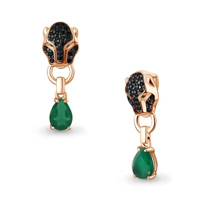 Подвеска "Пантера" с бриллиантами и агатами из золота 585 пробы