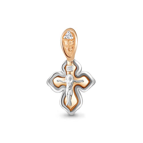 Крест православный с бриллиантом из золота 585 пробы