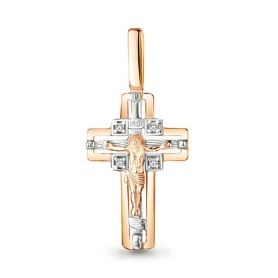 Крест православный с бриллиантами из золота 585 пробы