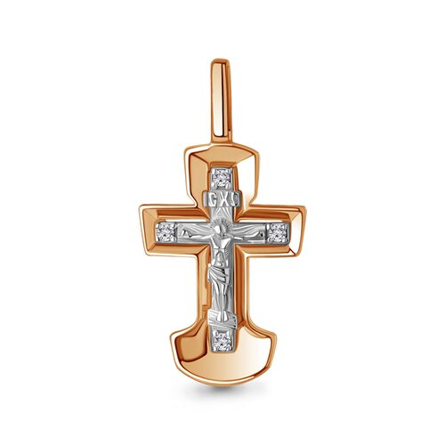 Крест православный с бриллиантами из золота 585 пробы