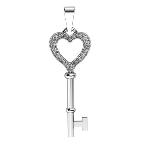 Подвеска "Ключ" с бриллиантами из белого золота 585 пробы