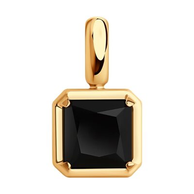 Подвеска с ониксом из серебра 925 пробы с позолотой