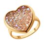 Кольцо "Сердце" с кристальной тканью из серебра 925 пробы с позолотой арт. 93011214