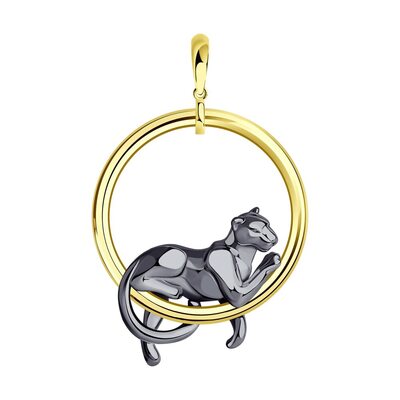 Подвеска "Пантера" из серебра 925 пробы с позолотой