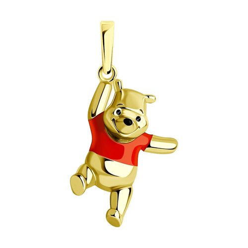 Подвеска "Винни-Пух" с эмалью из серебра 925 пробы с позолотой