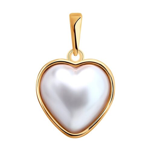 Подвеска "Сердце" с жемчугом из серебра 925 пробы с позолотой